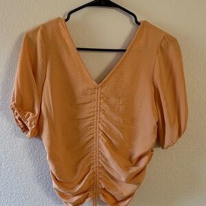 Calvin Klein Peach Ruched V-Neck Top